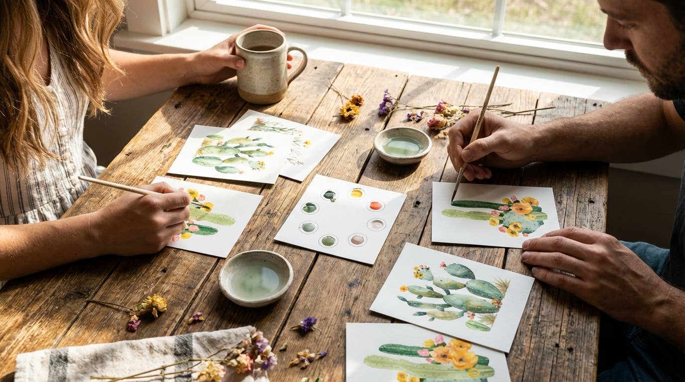 Breathe People All in One Watercolor Mini Prints + Postcards: Desert Blooms