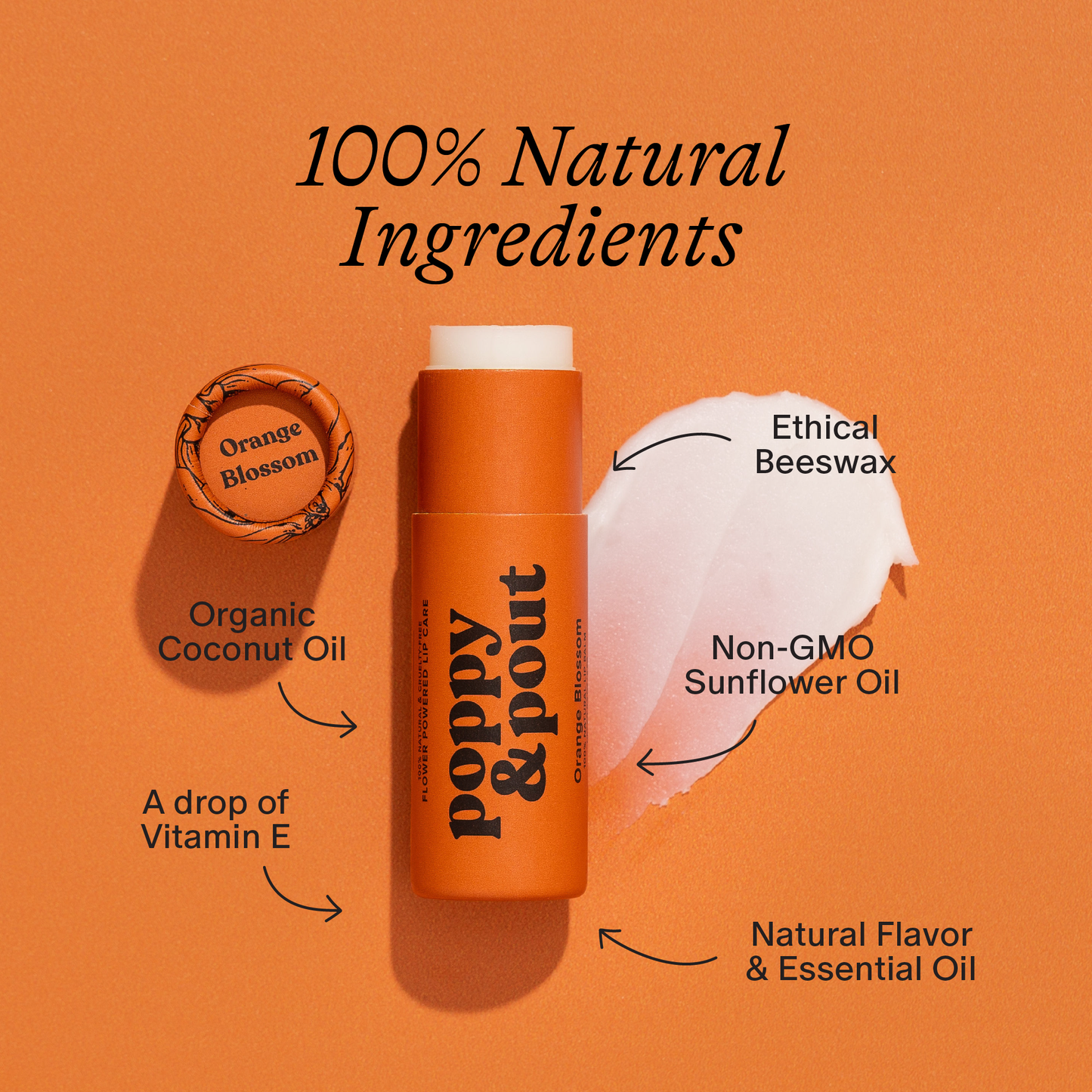 Poppy & Pout Lip Balm, Orange Blossom
