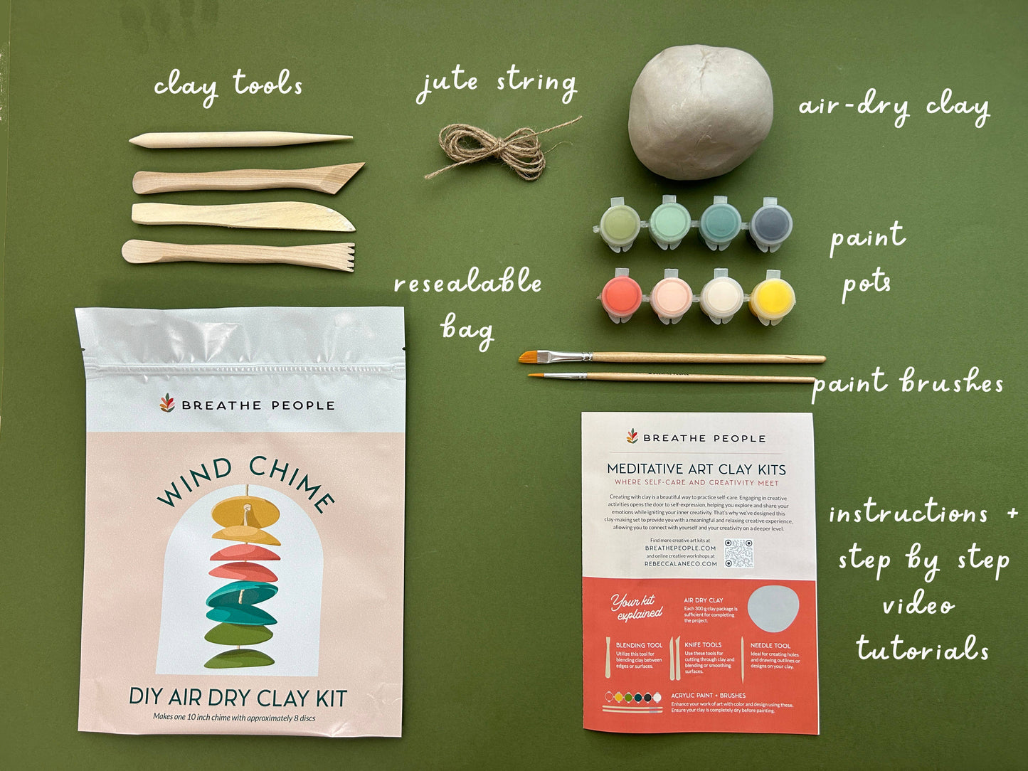 Breathe People DIY Air Dry Clay Kit- Make Your Own Wind Chimes