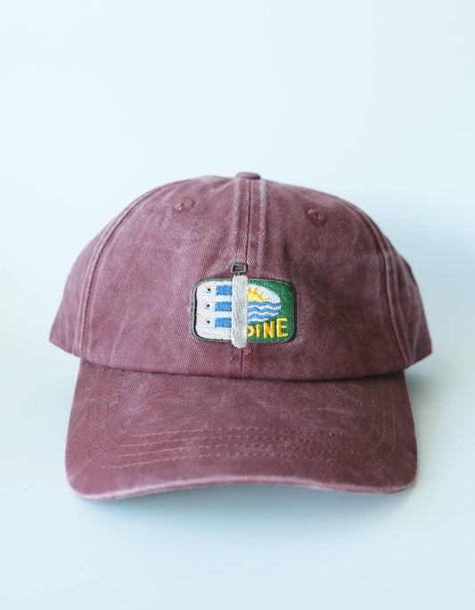 Idlewild Co. Tinned Fish Embroidered Hat, Washed Burgundy