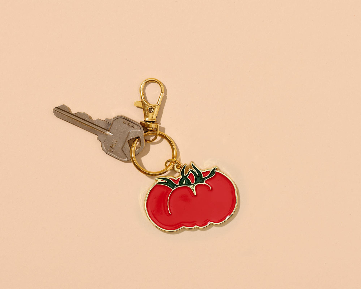 And Here We Are Enamel Keychain & Bag Charm Heirloom Tomato