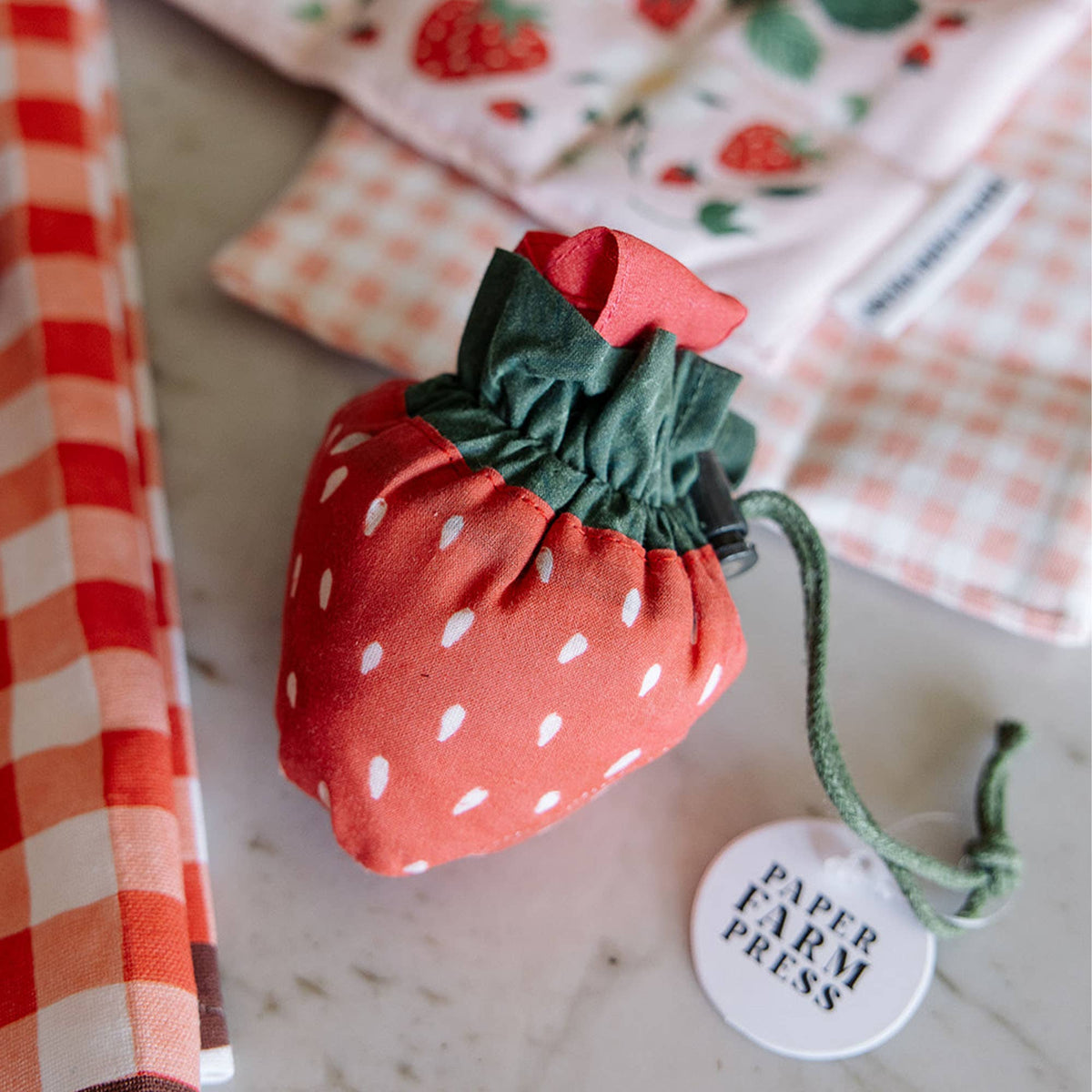 Paper Farm Press Strawberry Foldable Market Tote Bag