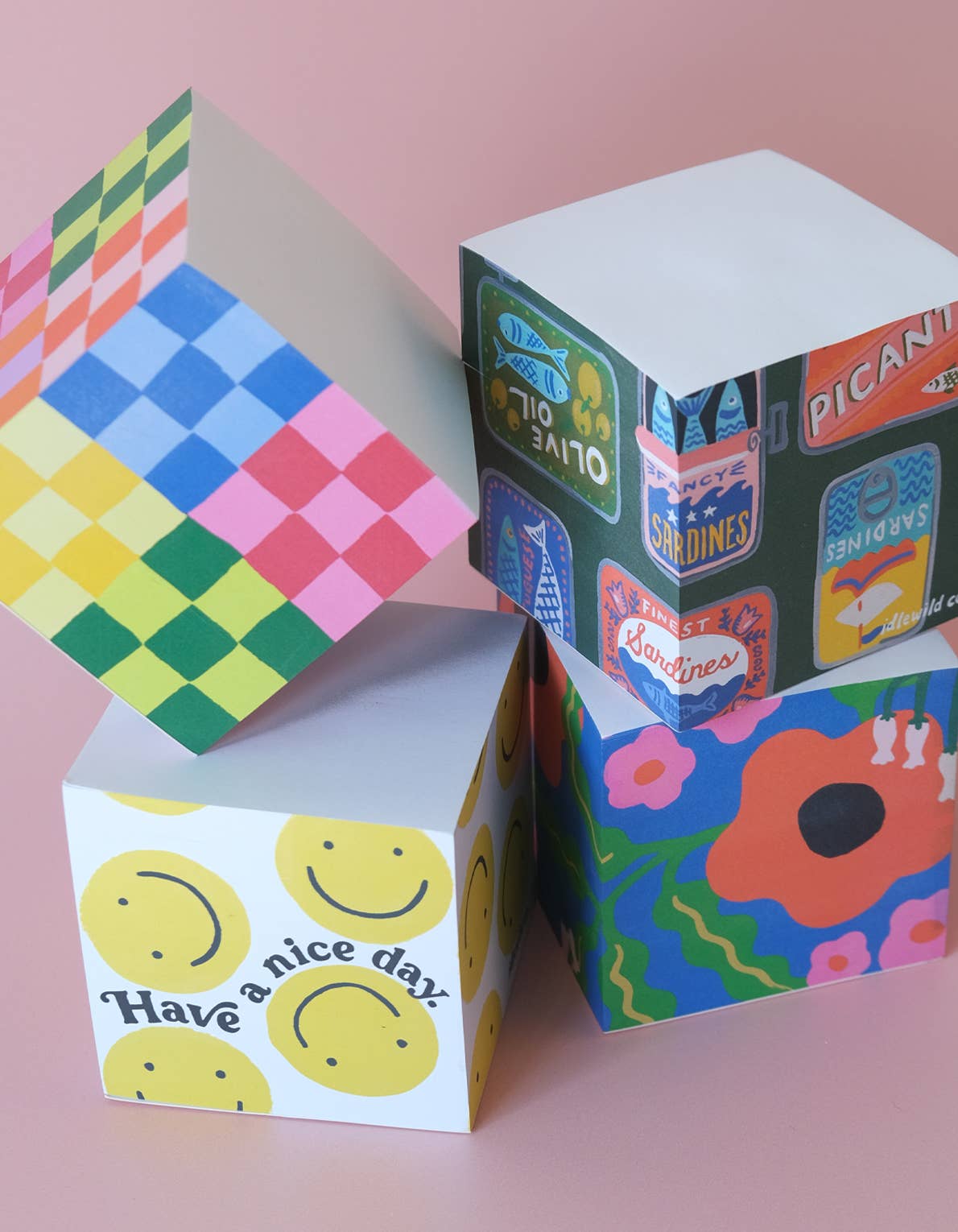 Idlewild Co. Rainbow Check Sticky Note Cube