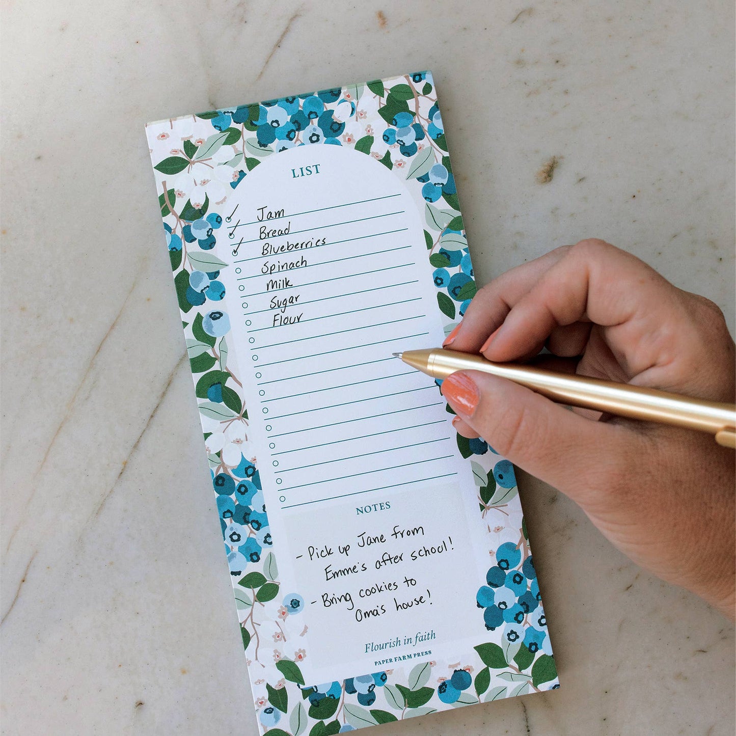 Paper Farm Press Blueberry Field Market List Notepad