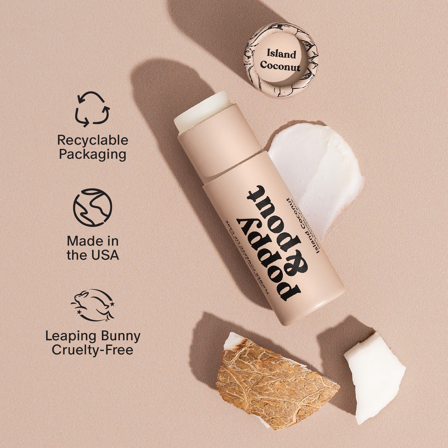 Poppy & Pout Lip Balm, Island Coconut