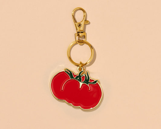 And Here We Are Enamel Keychain & Bag Charm Heirloom Tomato
