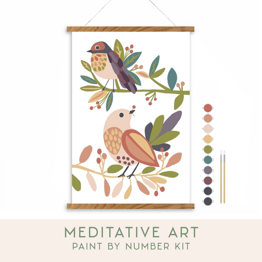 Breathe People Birds On A Branch Meditative Art Paint by Numbers