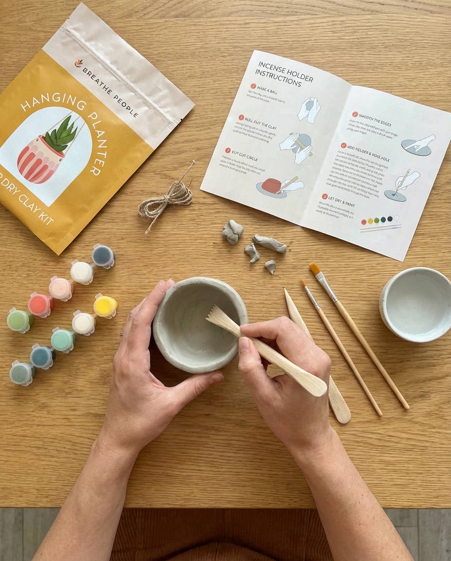 Breathe People DIY Air Dry Clay Kit- Make Your Own Hanging Plant Pot