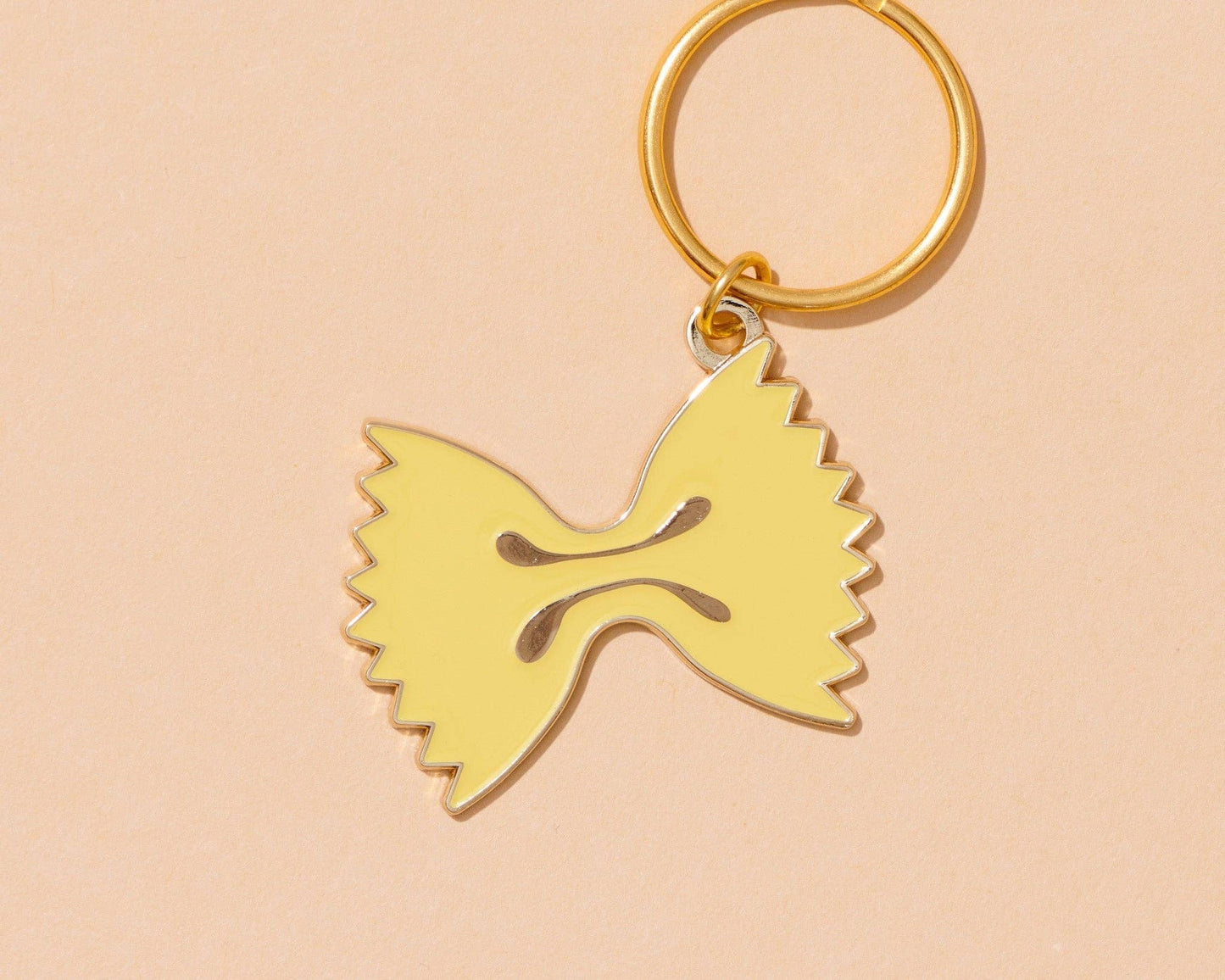 And Here We Are Enamel Keychain & Bag Charm Farfalle Bowtie Pasta
