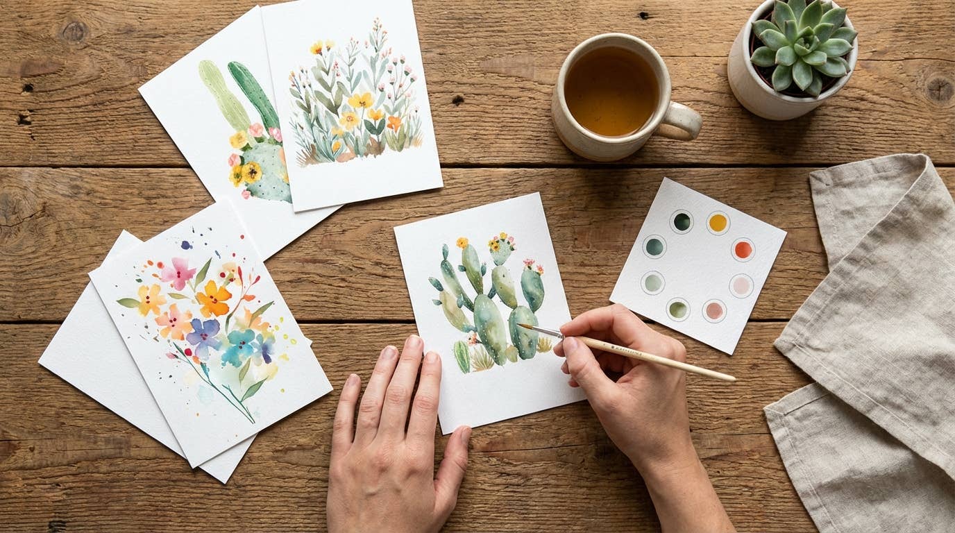 Breathe People All in One Watercolor Mini Prints + Postcards: Desert Blooms