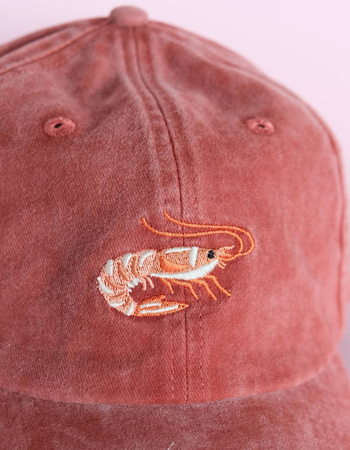 Idlewild Co. Shrimp Embroidered Hat, Washed Brick Color