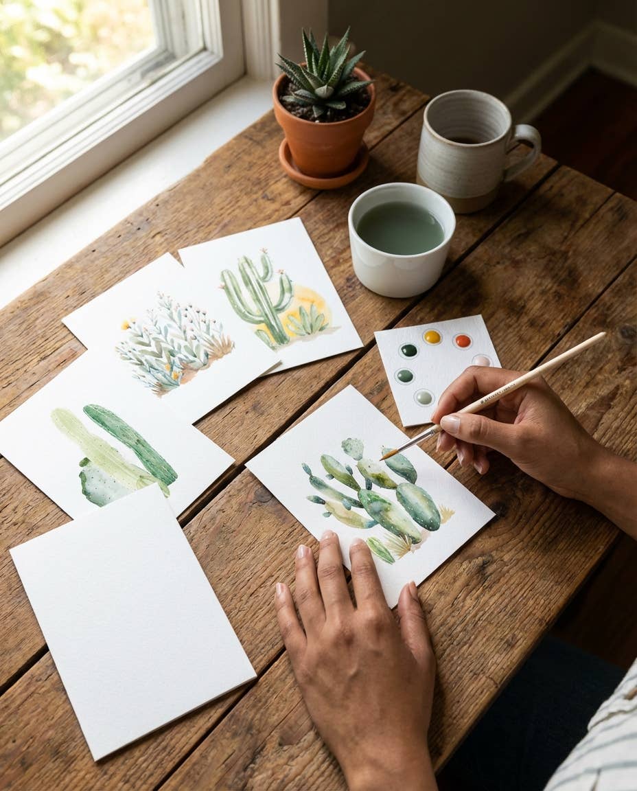 Breathe People All in One Watercolor Mini Prints + Postcards: Desert Blooms