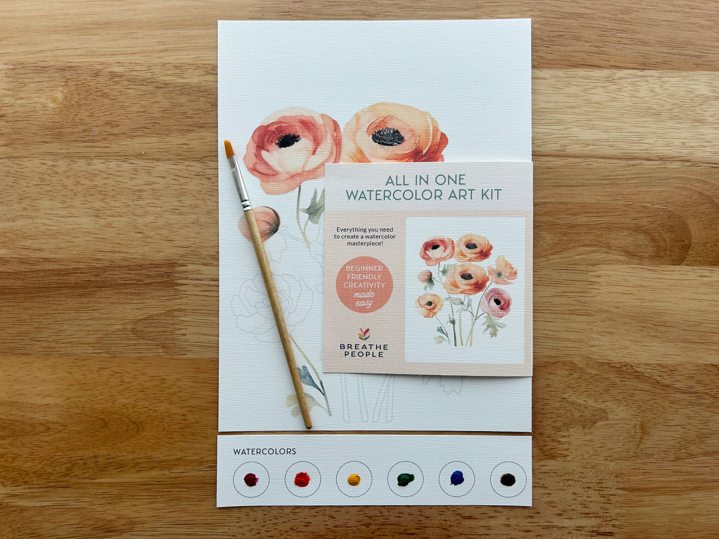 Breathe People All-In-One Watercolor Paint Set - Ranunculus Blooms