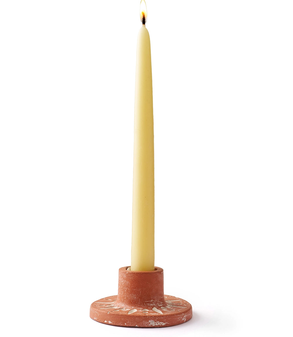 Matr Boomie Fair Trade Daksha Full Moon Taper Candle Holder - Terracotta