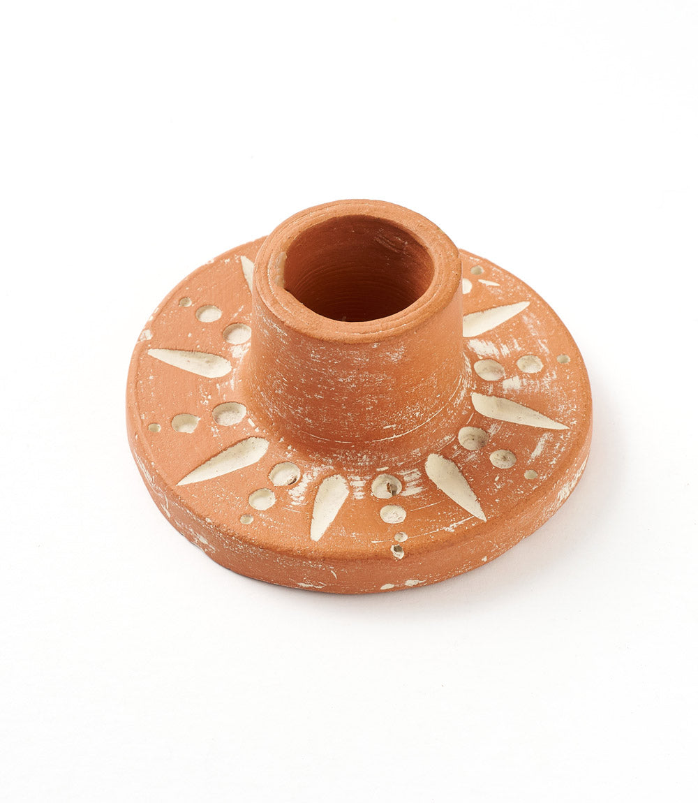 Matr Boomie Fair Trade Daksha Full Moon Taper Candle Holder - Terracotta