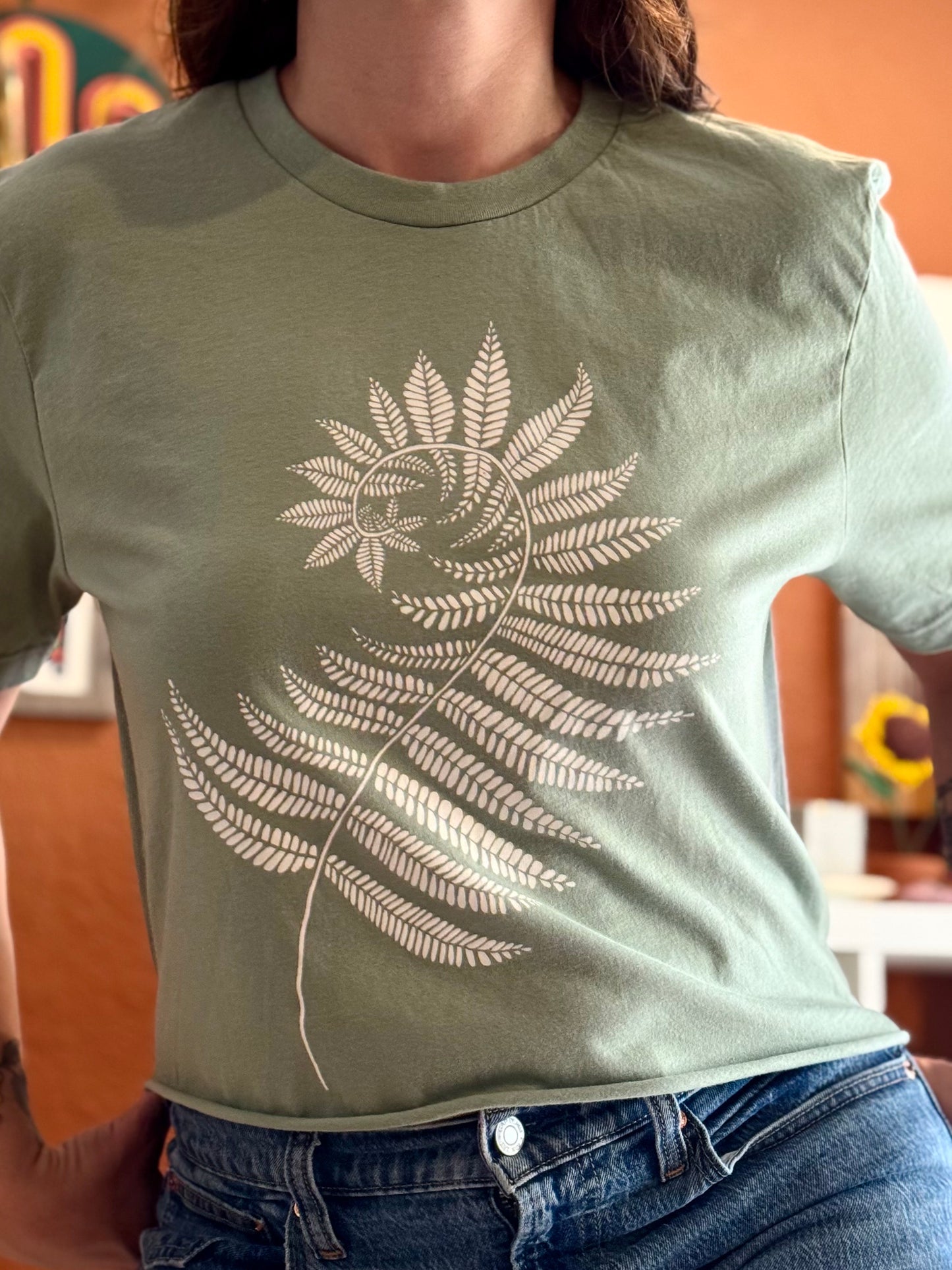 Pie Chart Press Fern Cropped Tee