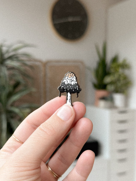 Chloé Gray Shaggy Mane Mushroom Enamel Pin
