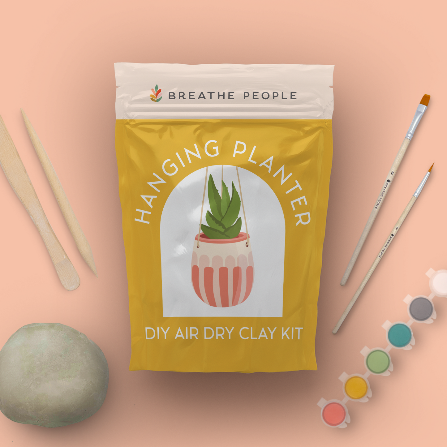 Breathe People DIY Air Dry Clay Kit- Make Your Own Hanging Plant Pot