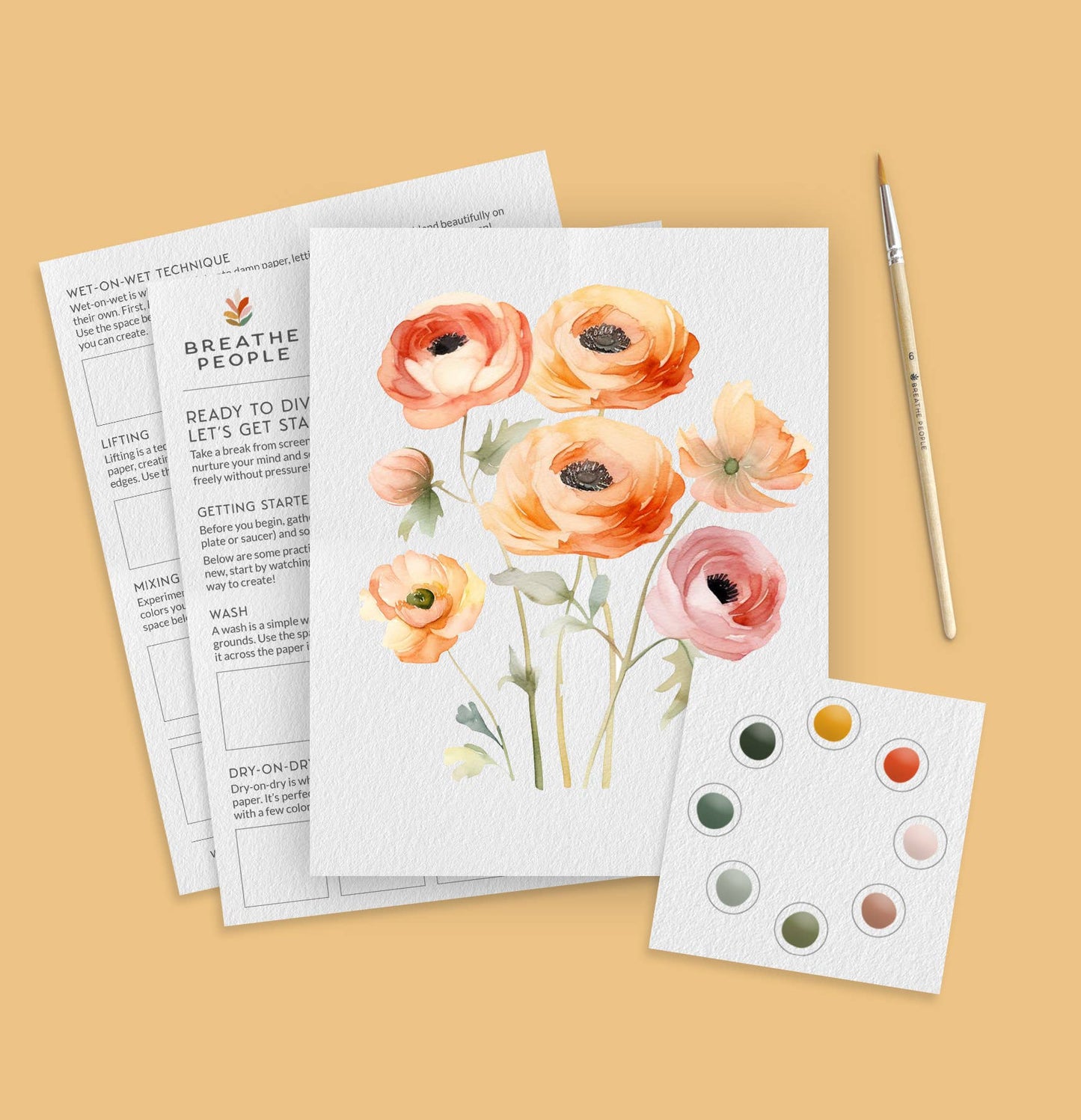 Breathe People All-In-One Watercolor Paint Set - Ranunculus Blooms