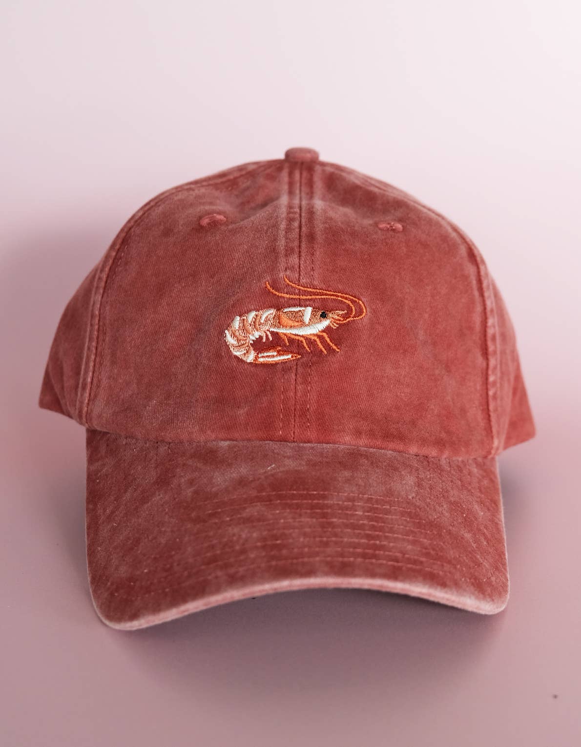 Idlewild Co. Shrimp Embroidered Hat, Washed Brick Color