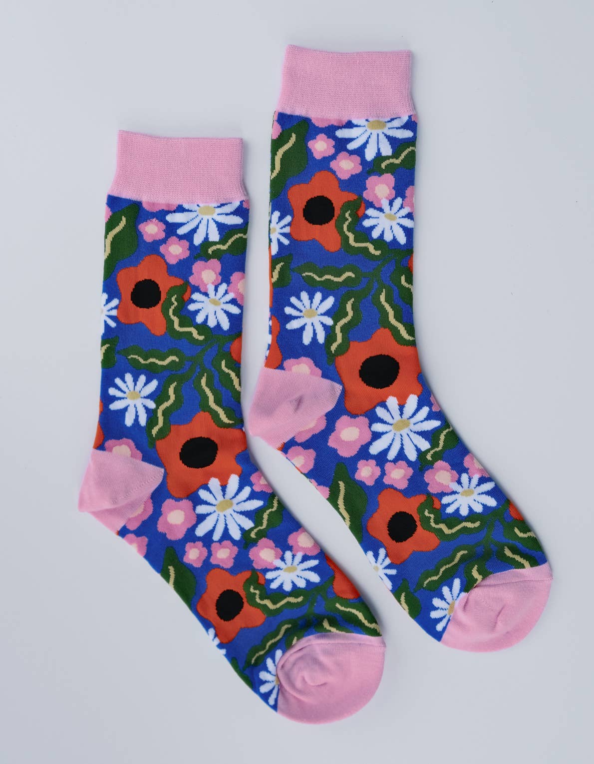 Idlewild Co. Wavy Daisy 100% Cotton Women's Crew Socks