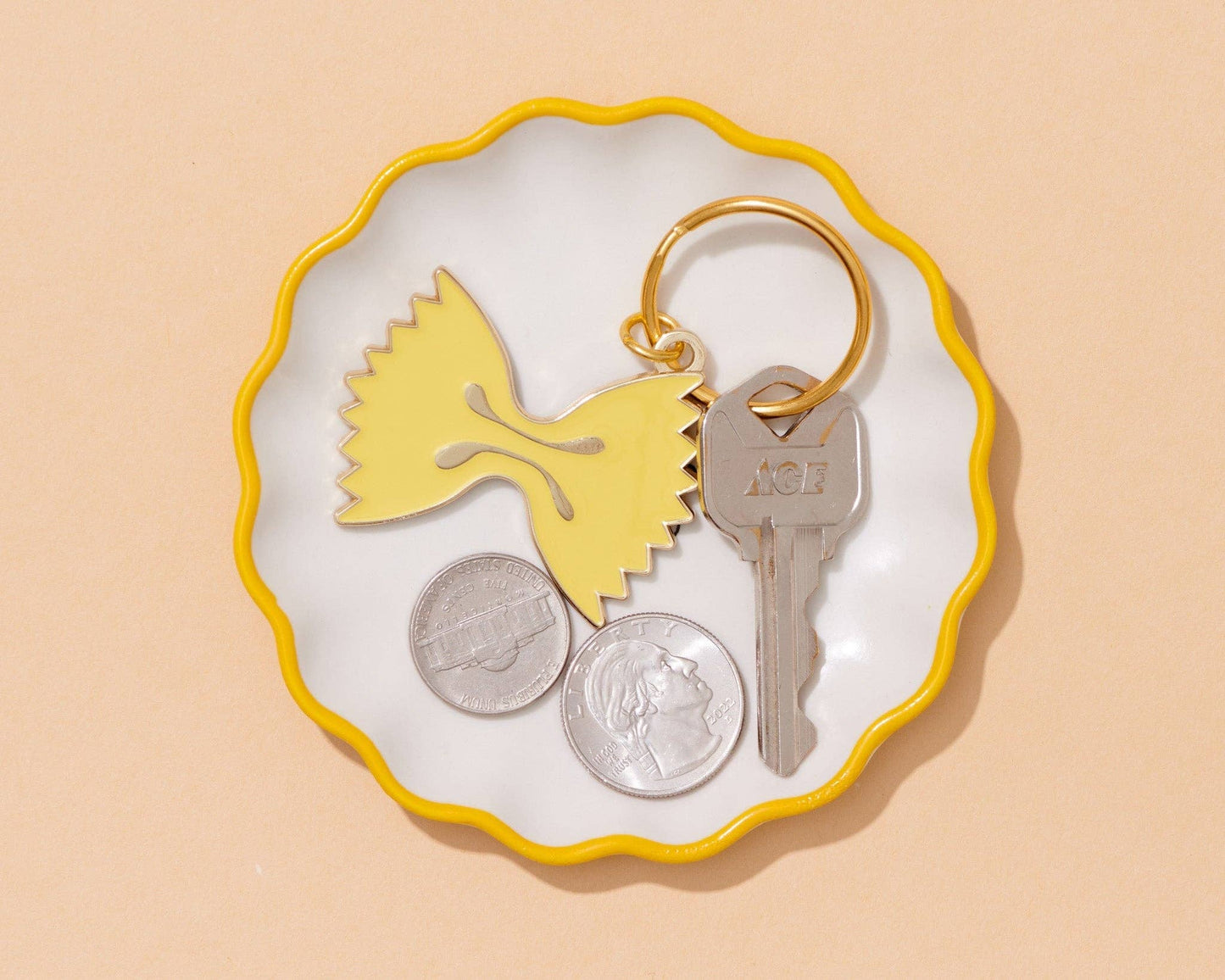 And Here We Are Enamel Keychain & Bag Charm Farfalle Bowtie Pasta