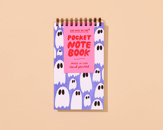 And Here We Are Letterpress Small Spiral Notebook Ghosts + Ghouls