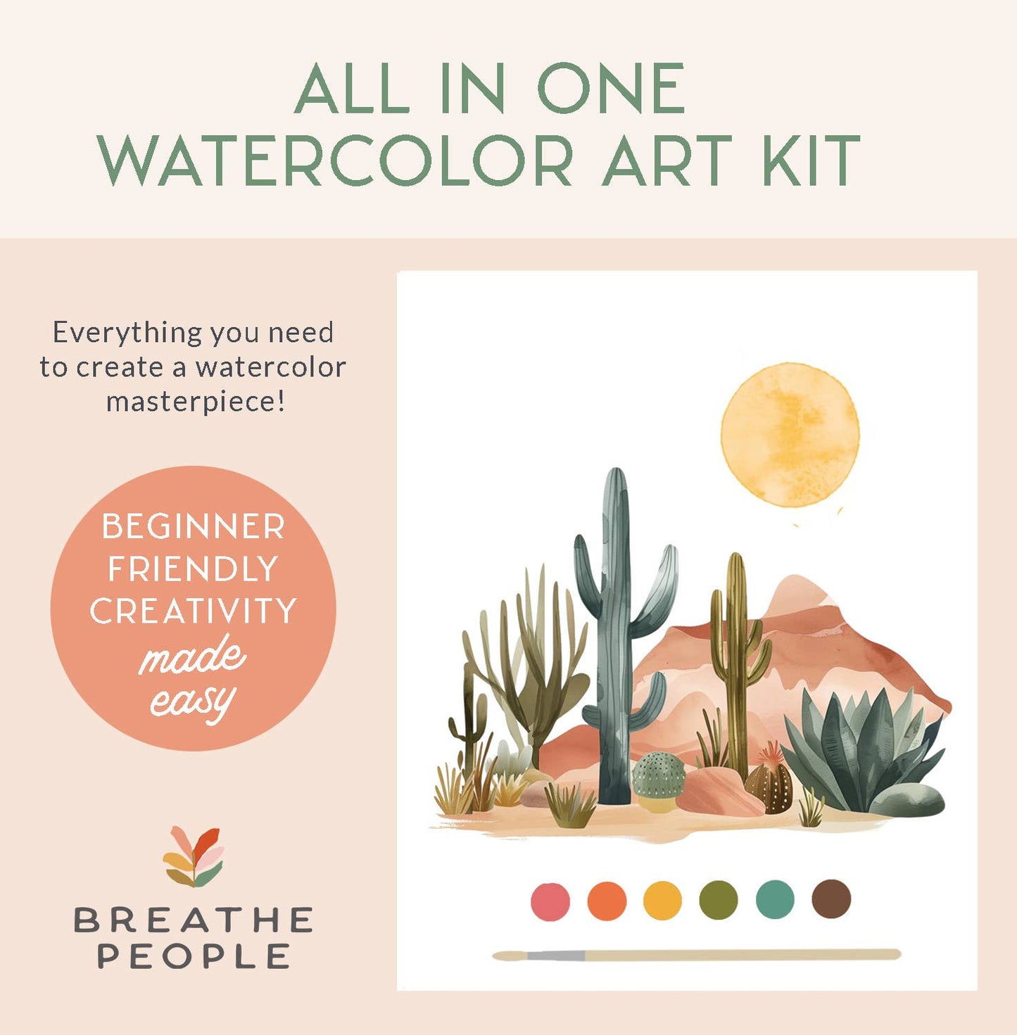 Breathe People All-In-One Beginner Watercolor Paint Set - Desert Landscape
