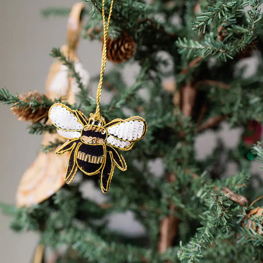 Matr Boomie Fair Trade Larissa Plush Bee Beaded Felt Ornament