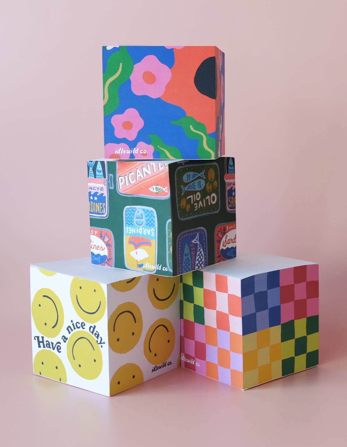 Idlewild Co. Rainbow Check Sticky Note Cube