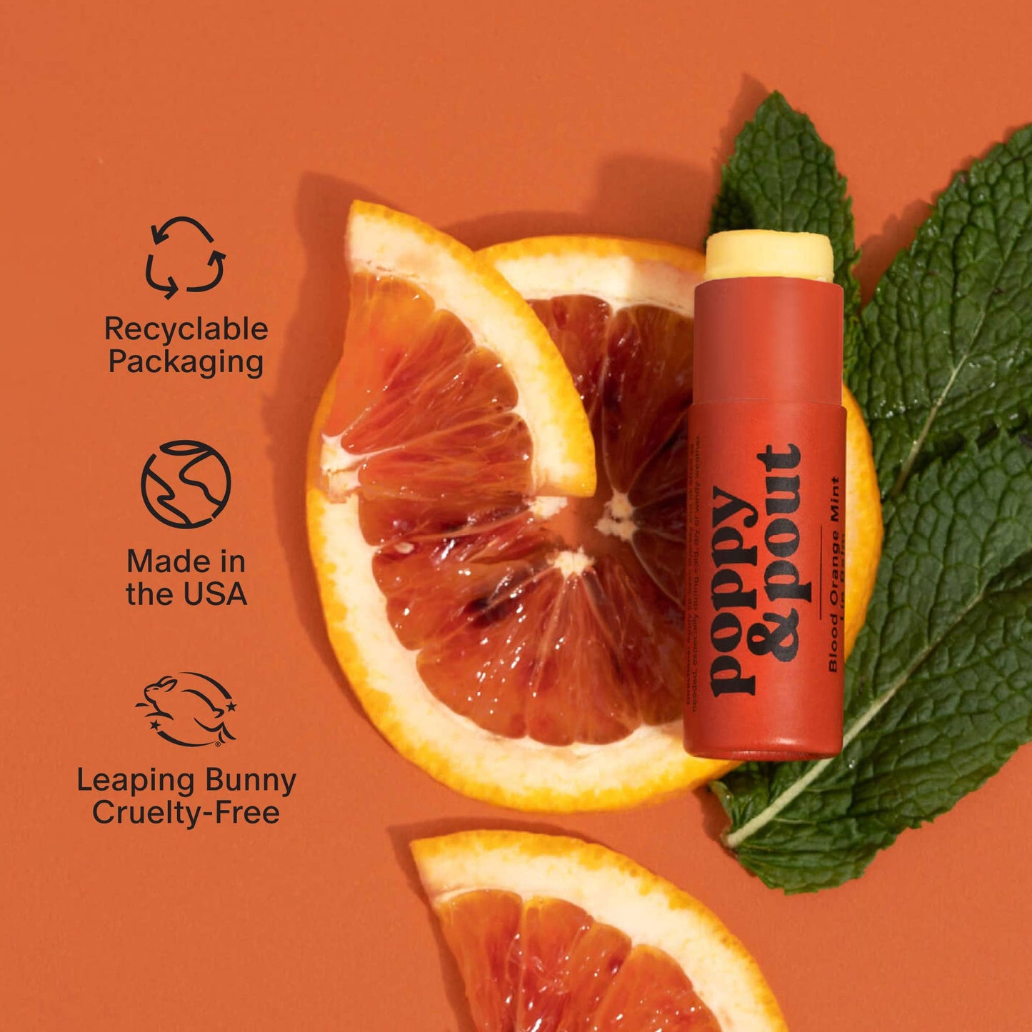Poppy & Pout Lip Balm, Blood Orange Mint
