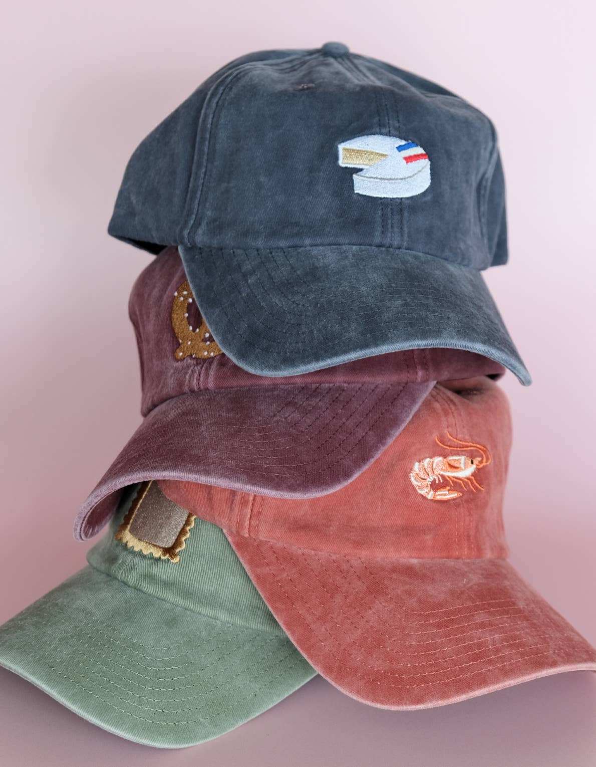 Idlewild Co. Shrimp Embroidered Hat, Washed Brick Color