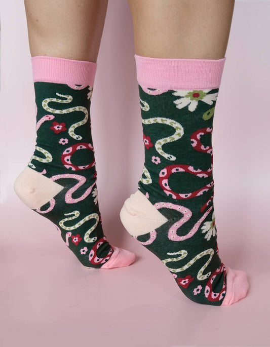 Idlewild Co. Snakes 100% Cotton Women's Crew Socks