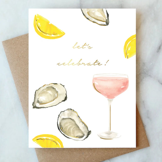 Abigail Jayne Design Oysters and Rose Celebration Greeting Card | Cheers Congrats