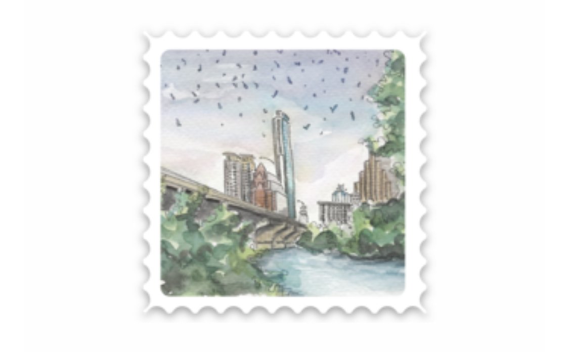 WatercolorATX Stamp Congress Bat Bridge Sticker