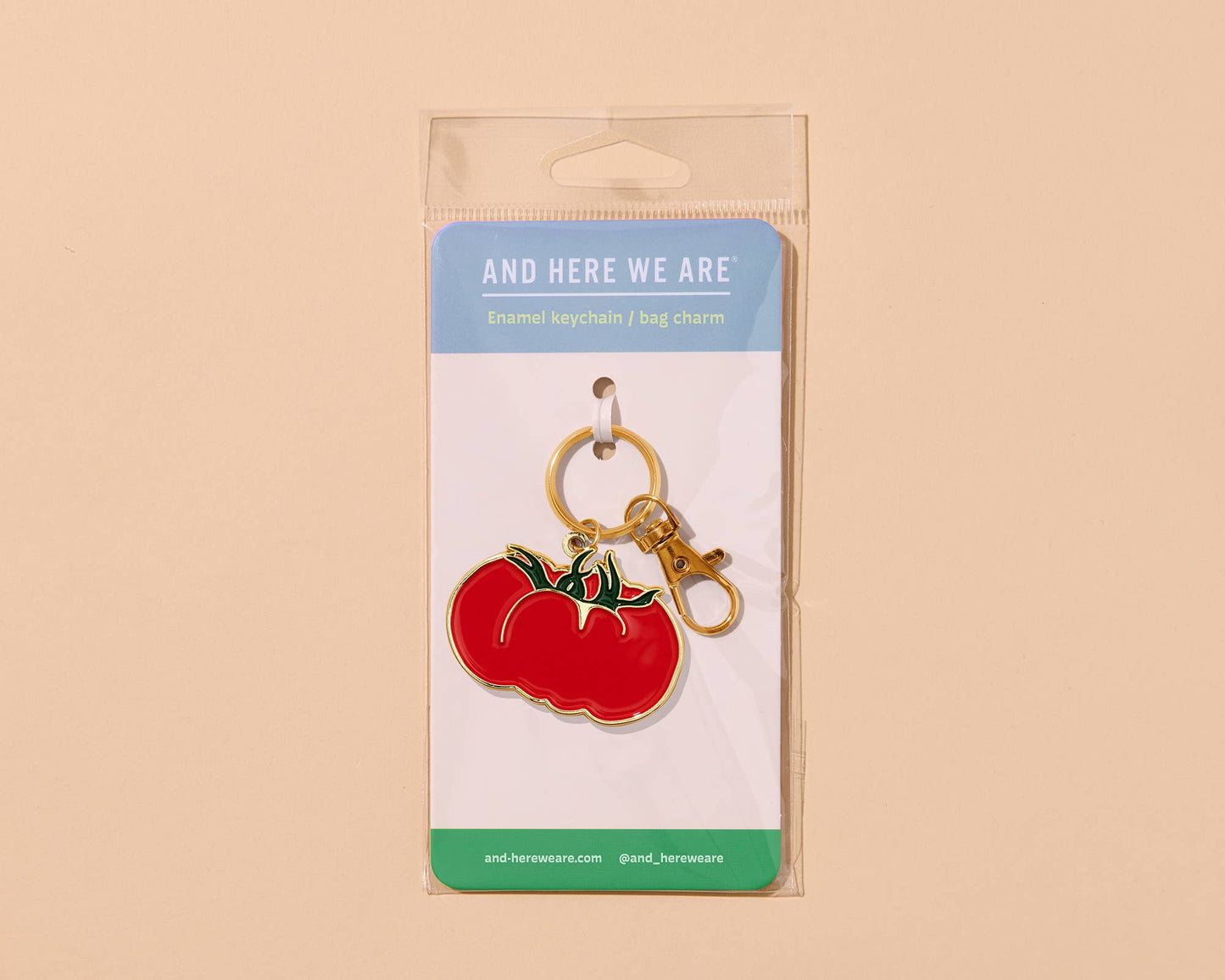 And Here We Are Enamel Keychain & Bag Charm Heirloom Tomato