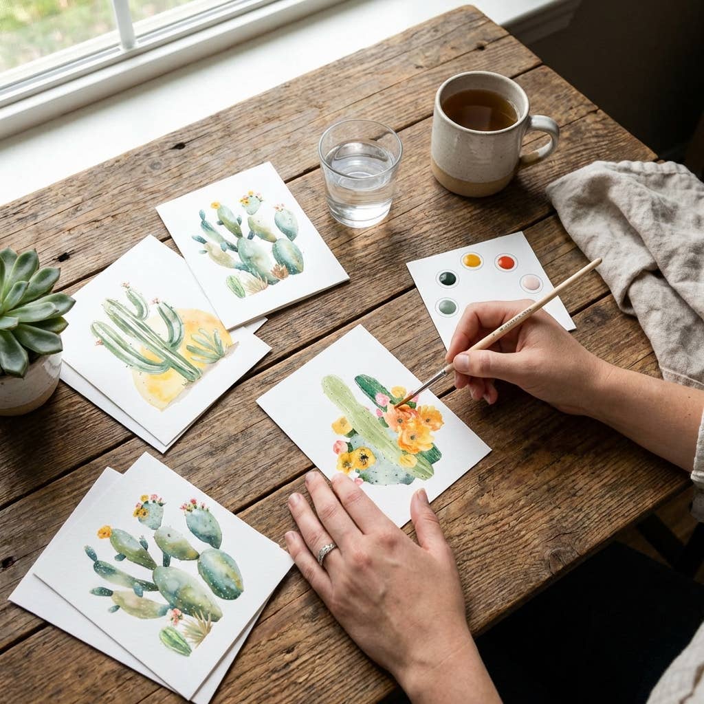 Breathe People All in One Watercolor Mini Prints + Postcards: Desert Blooms