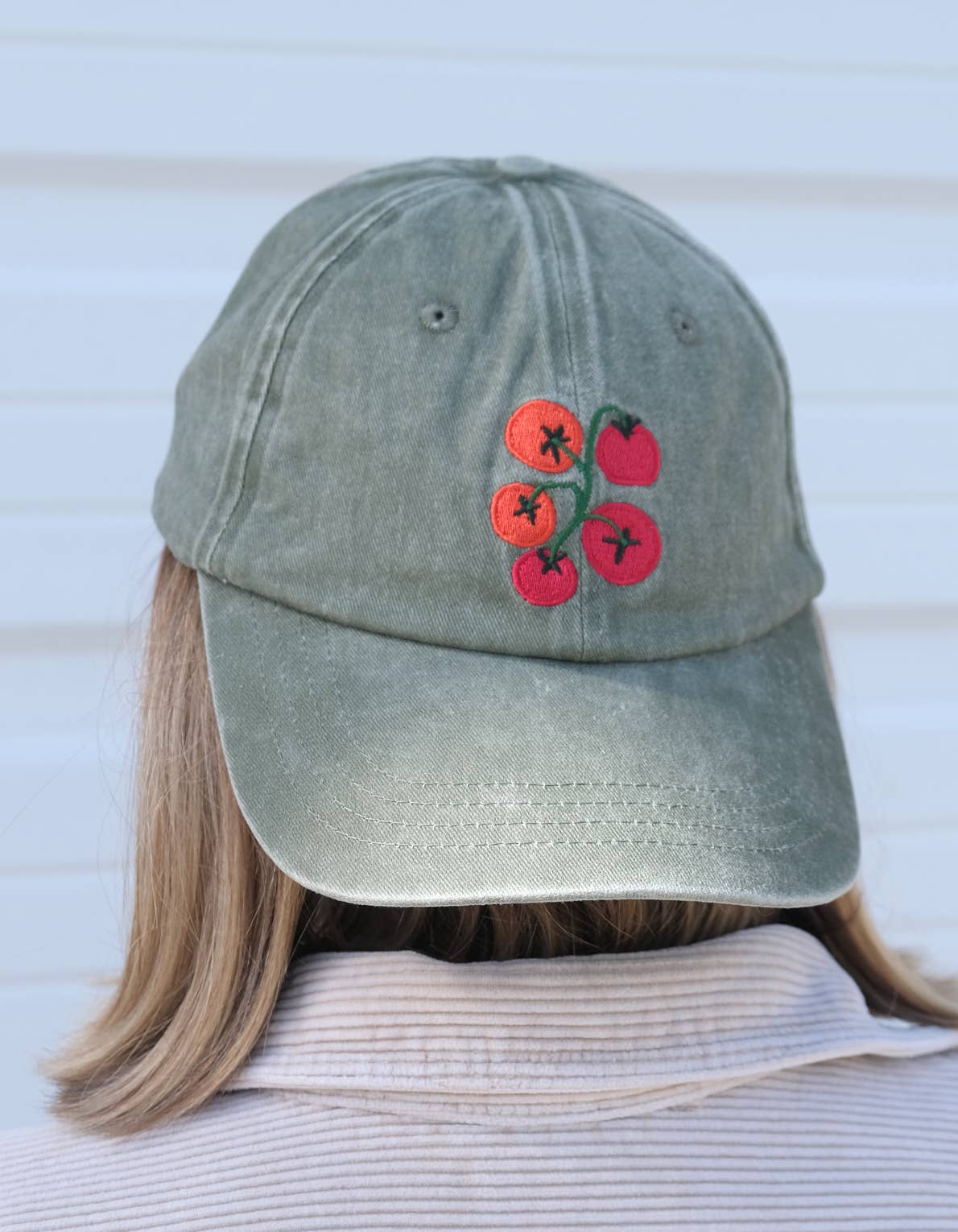 Idlewild Co. Tomato Vine Embroidered Hat, Washed Green