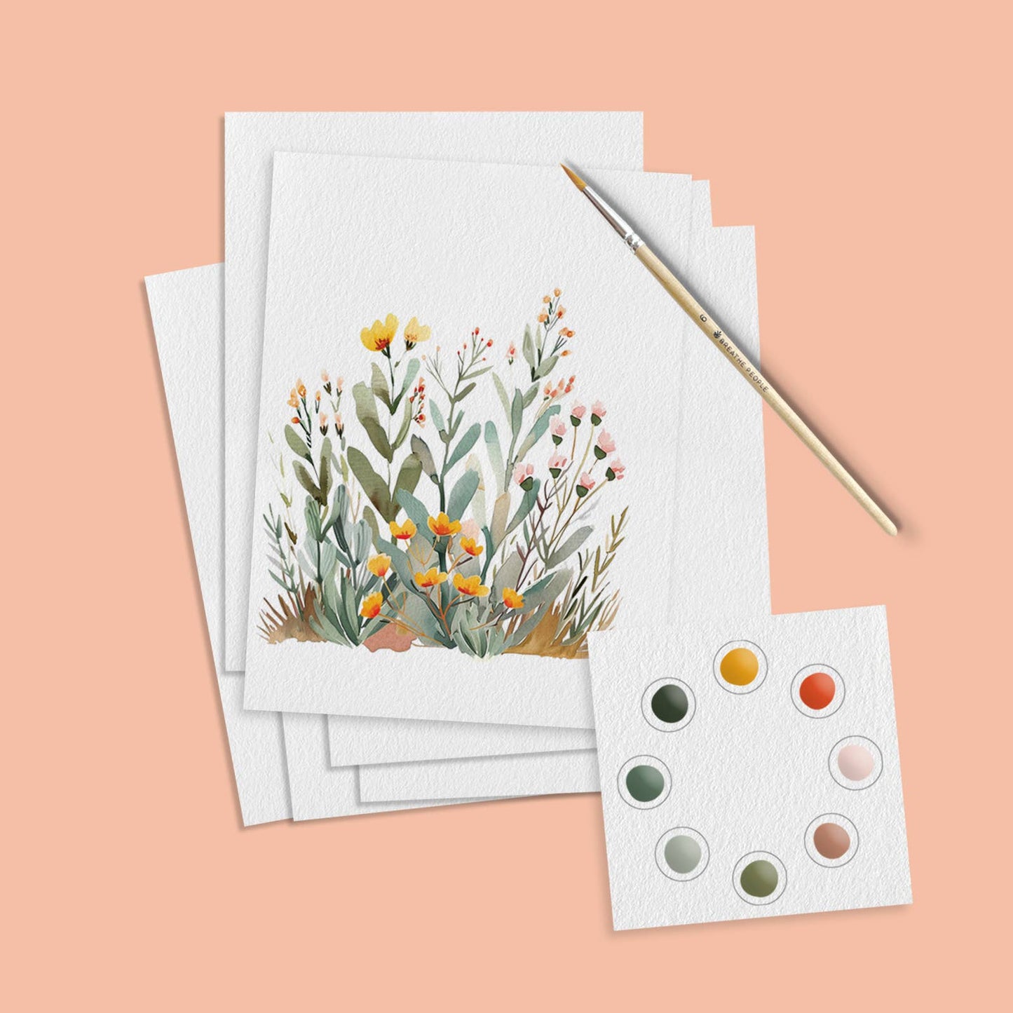 Breathe People All in One Watercolor Mini Prints + Postcards: Desert Blooms