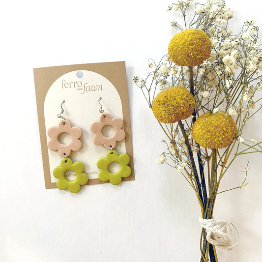 Ferro + Fawn Double Daisy Earrings