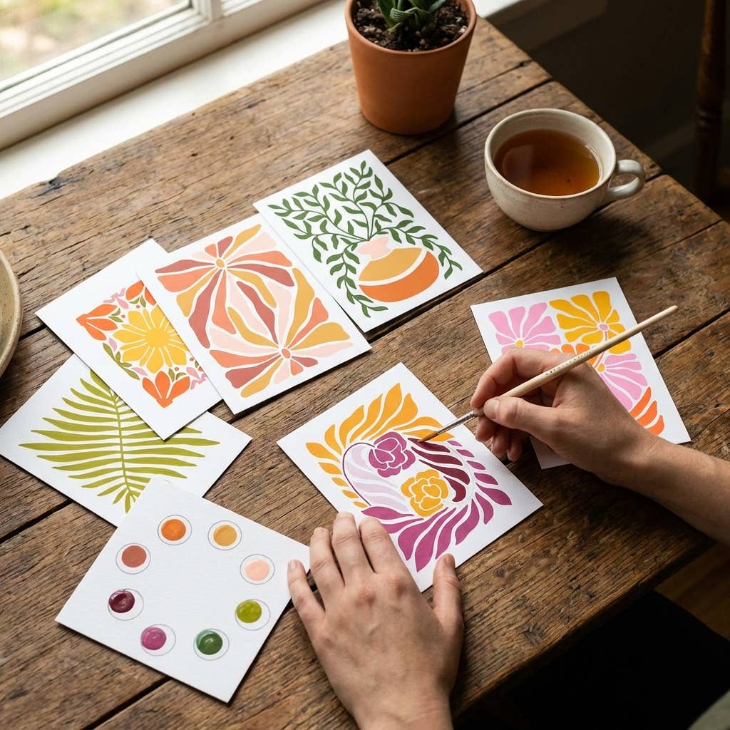 Breathe People All in One Watercolor Prints/ Postcards : Abstract Flowers