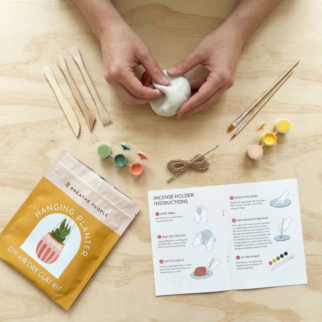 Breathe People DIY Air Dry Clay Kit- Make Your Own Hanging Plant Pot