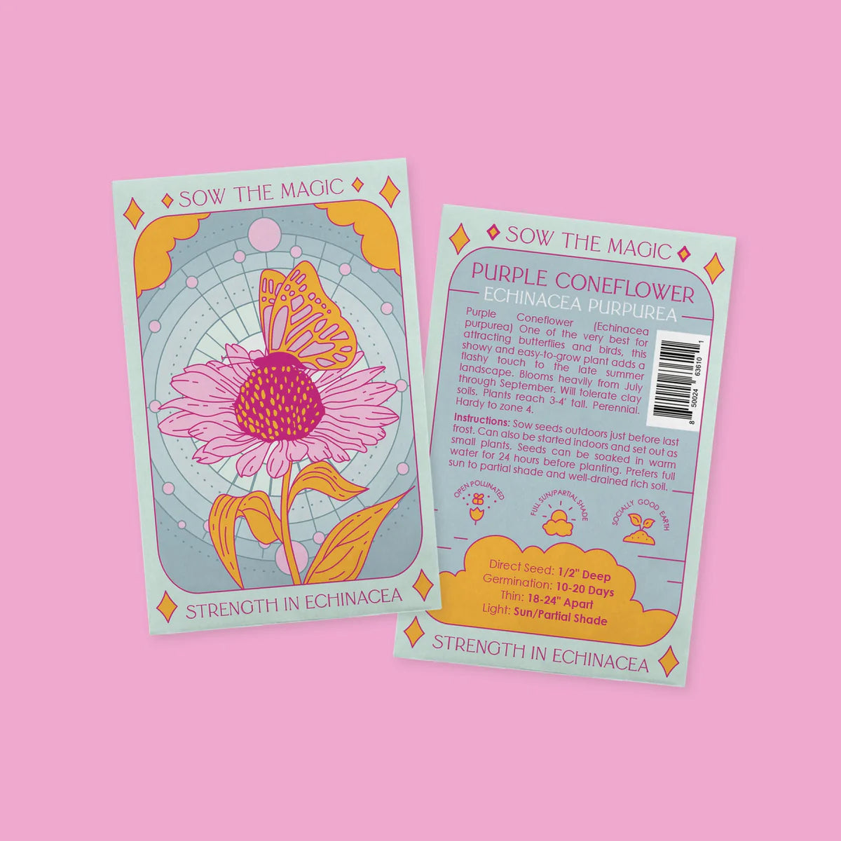 Sow the Magic Strength in Echinacea Flower Tarot Seed Packet