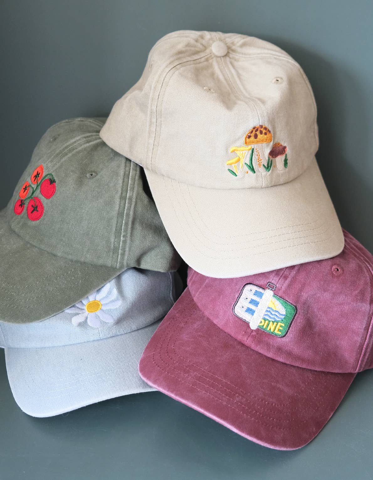 Idlewild Co. Tomato Vine Embroidered Hat, Washed Green