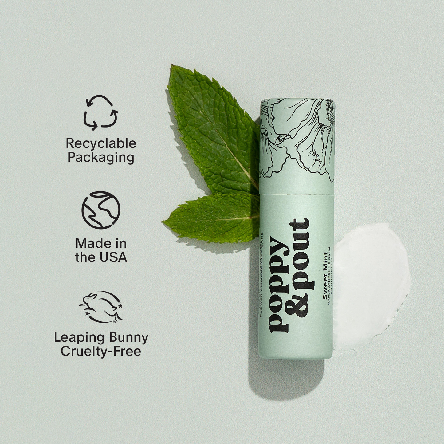 Poppy & Pout Lip Balm, Sweet Mint