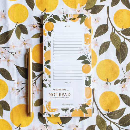 Paper Farm Press Orange Orchard Market List Notepad