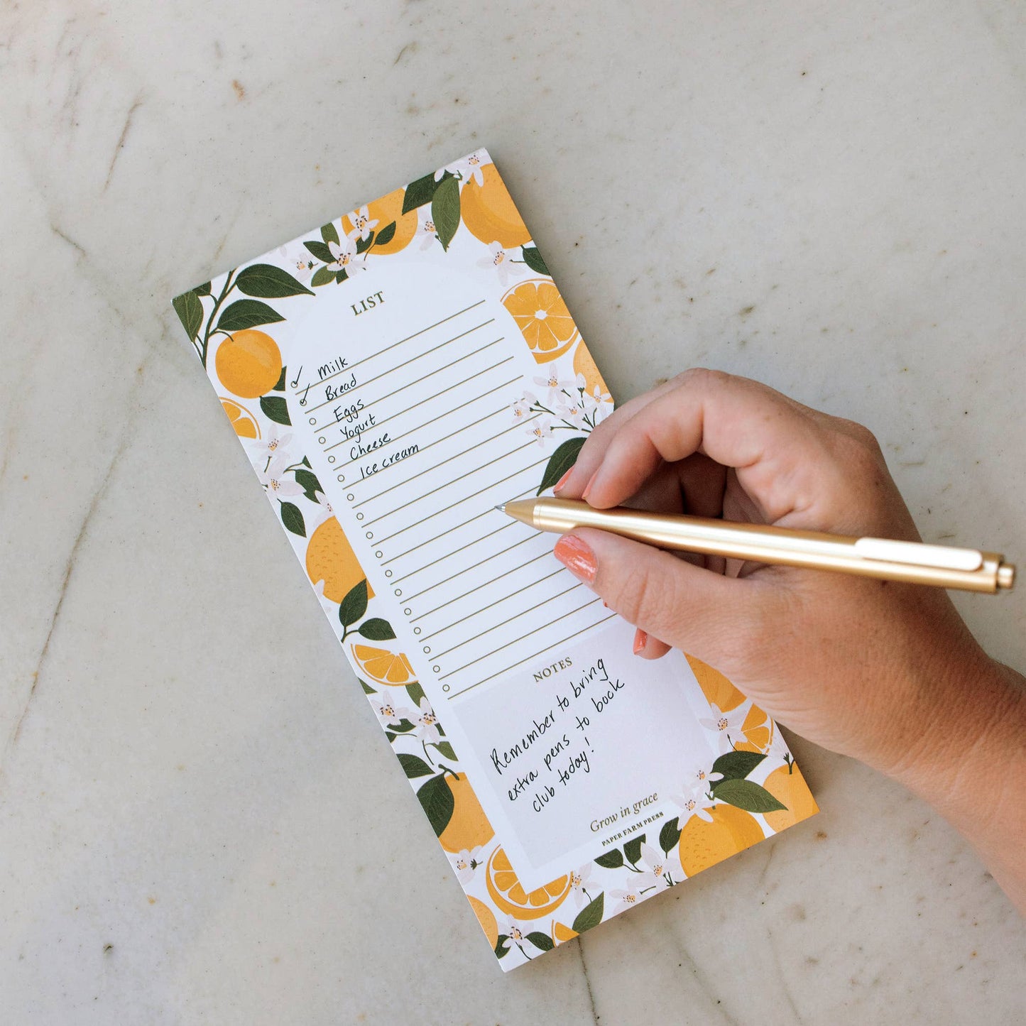 Paper Farm Press Orange Orchard Market List Notepad