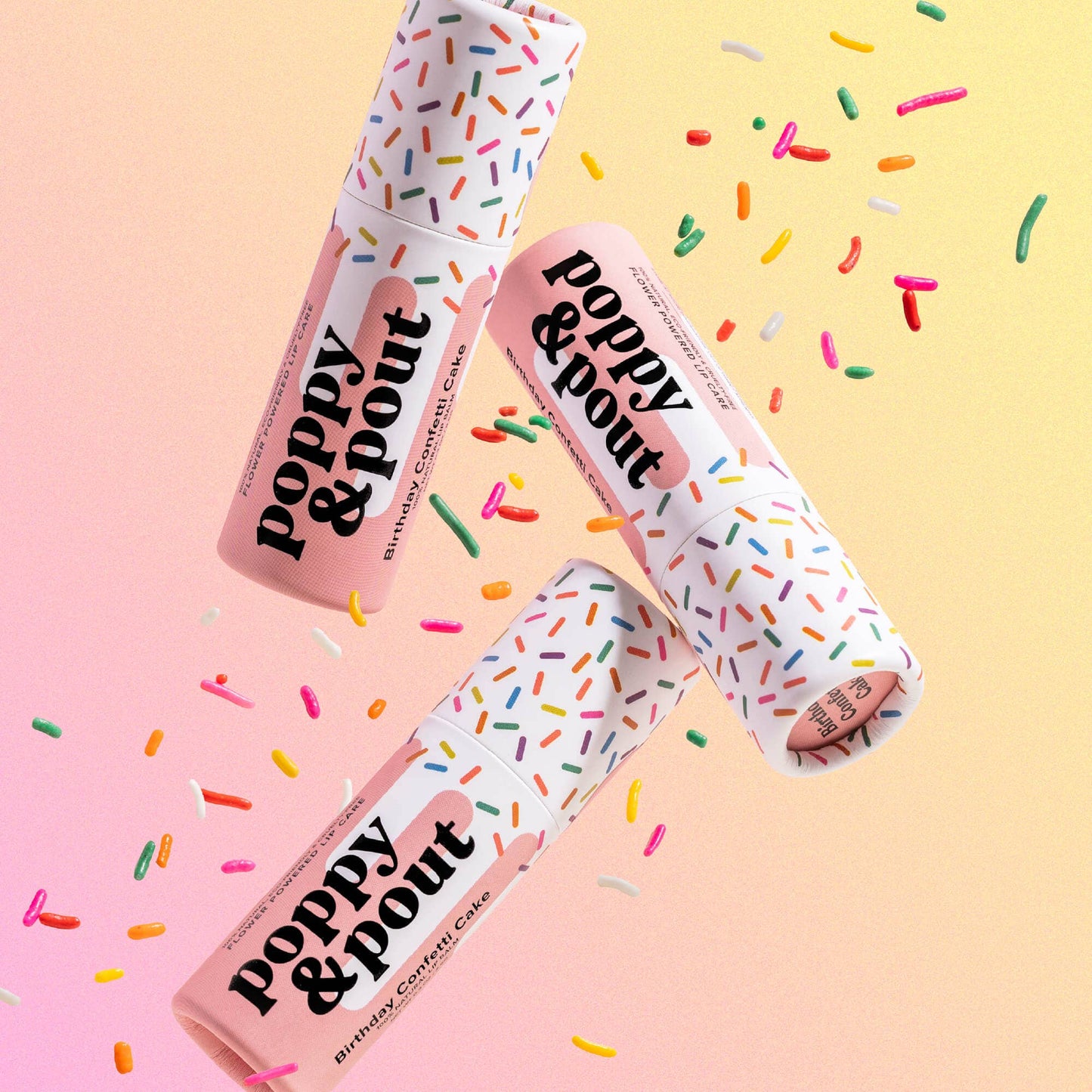 Poppy & Pout Lip Balm, Birthday Confetti Cake, Pink