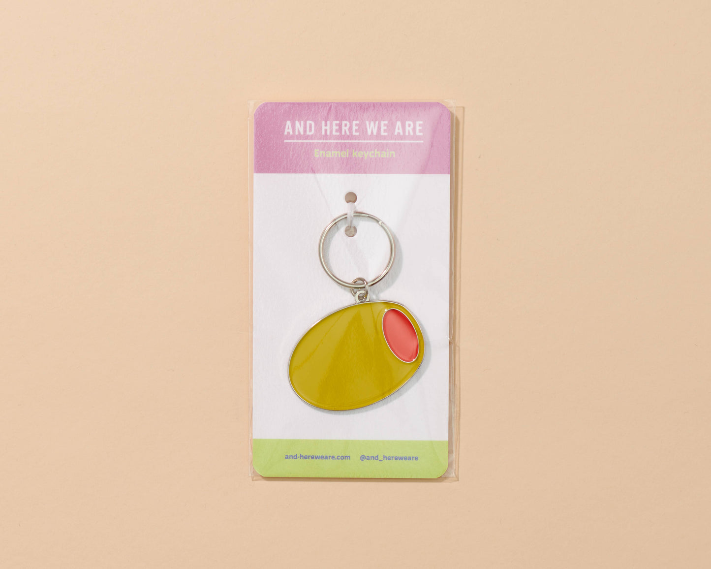 And Here We Are Enamel Keychain & Bag Charm Martini Olive