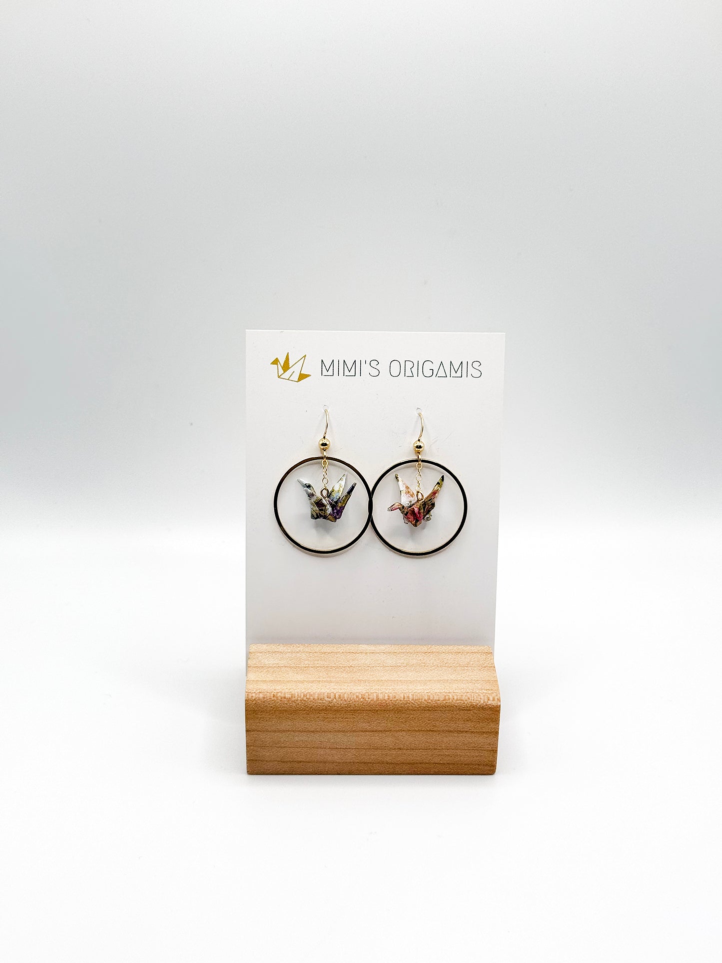 Mimi's Origamis Hoop Crane Earrings